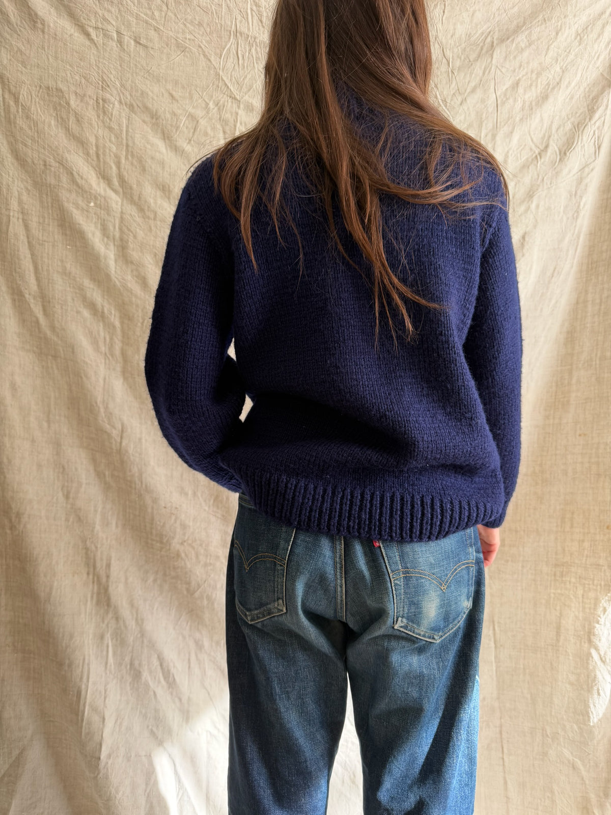 Navy Wool Heavy Knit Sweater