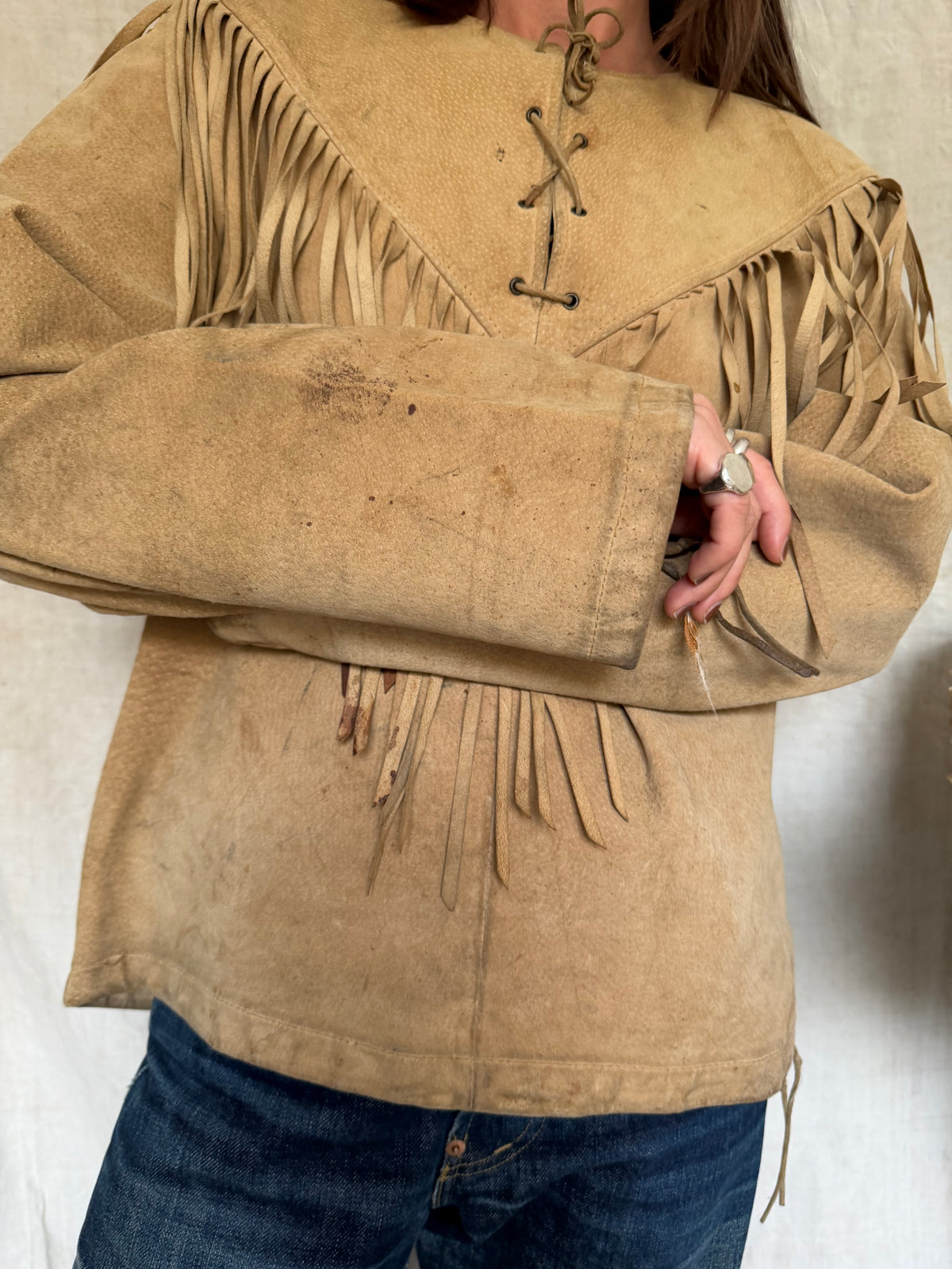 Suede Fringe Pullover