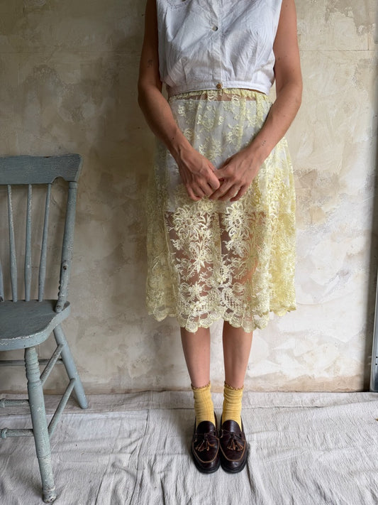 Reworked Yellow Lace Skirt