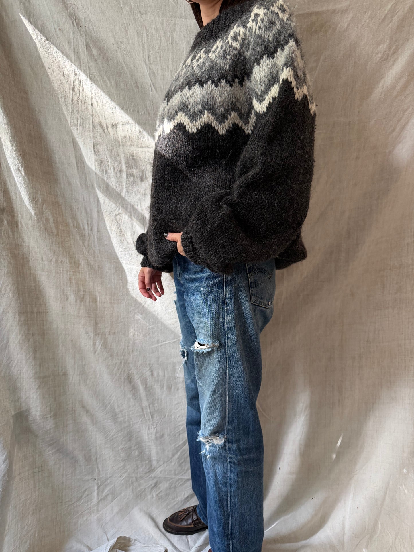 Grey + Black Icelandic Wool Sweater