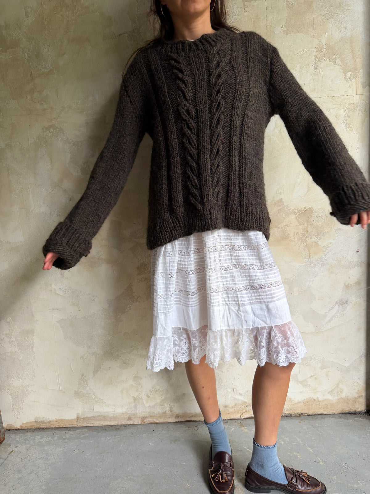 Handmade Brown Wool Sweater