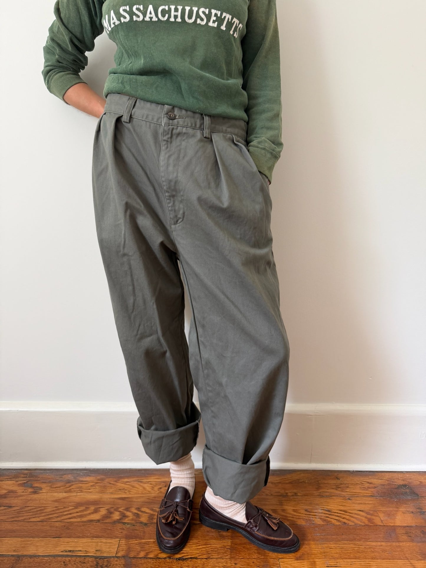 Mens Ralph Lauren Olive Green Cotton Trouser