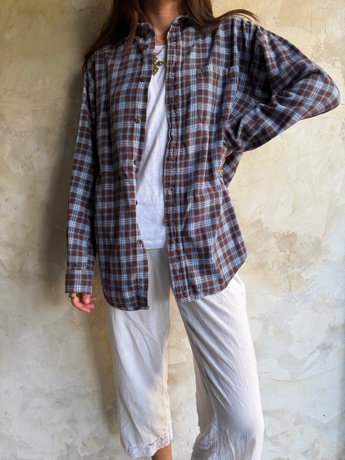 Baby Blue + Brown Flannel