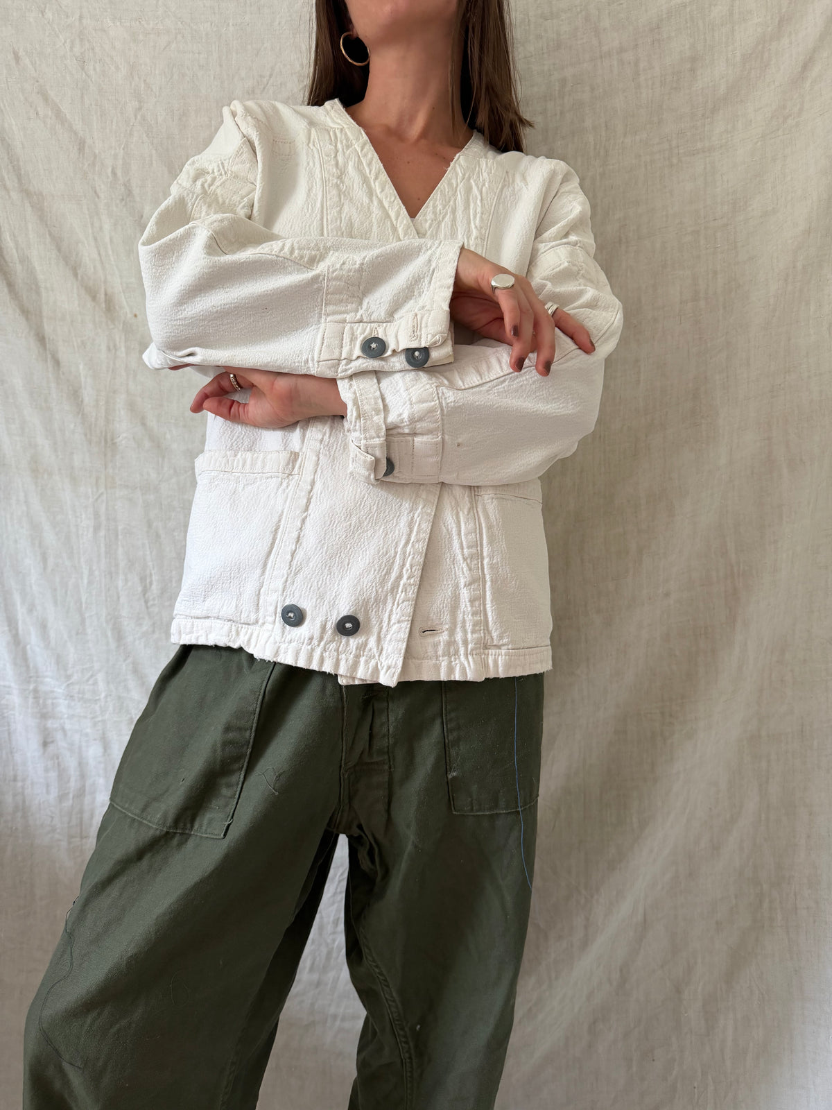 Off White Canvas Chore Jacket