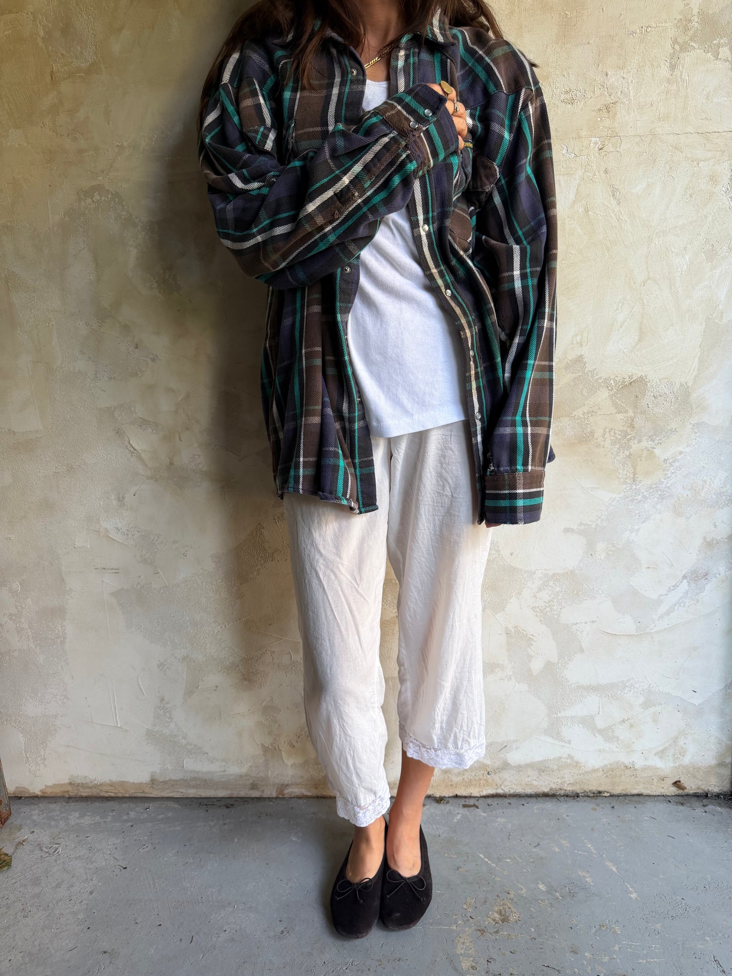 Brown + Blue Western Flannel