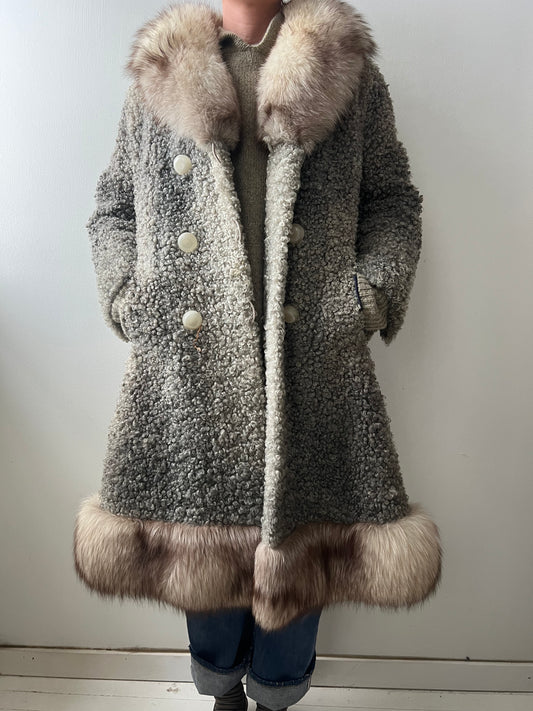 Grey Curly Lambswool Coat