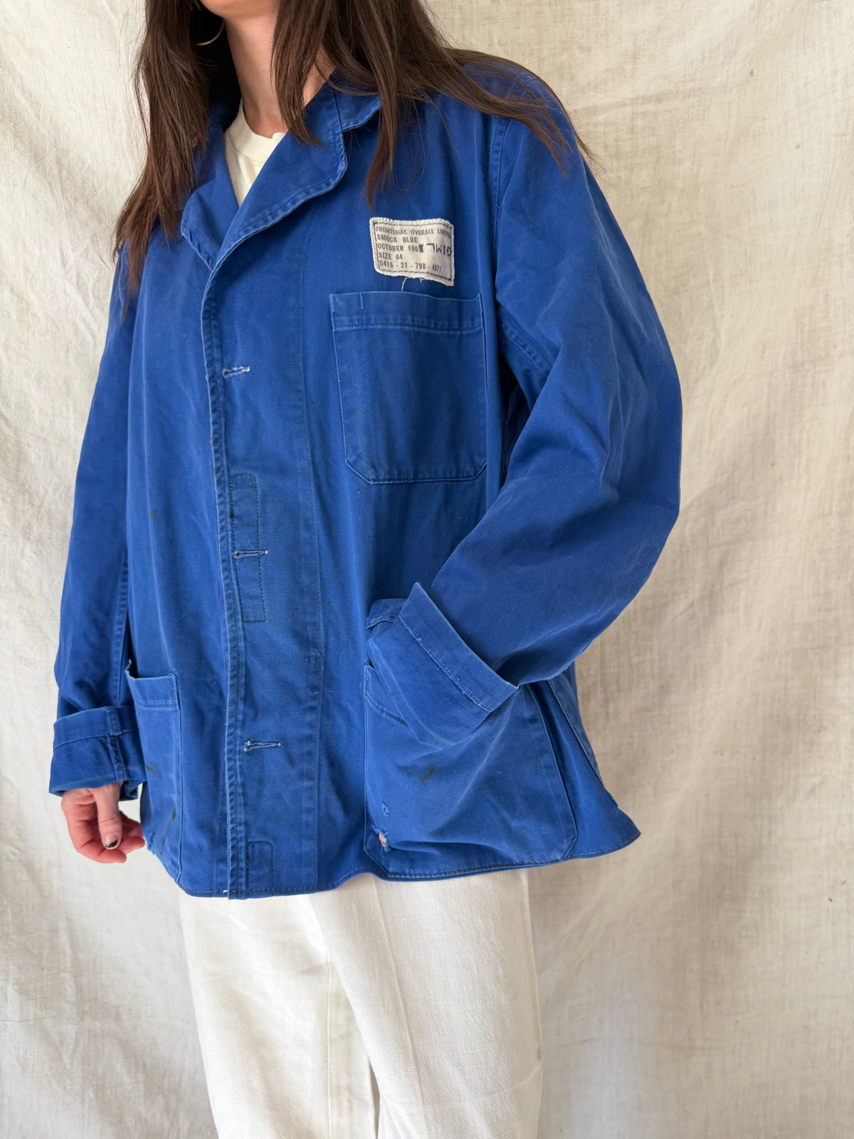 60s French Blue Cropped Chore Jacket 02