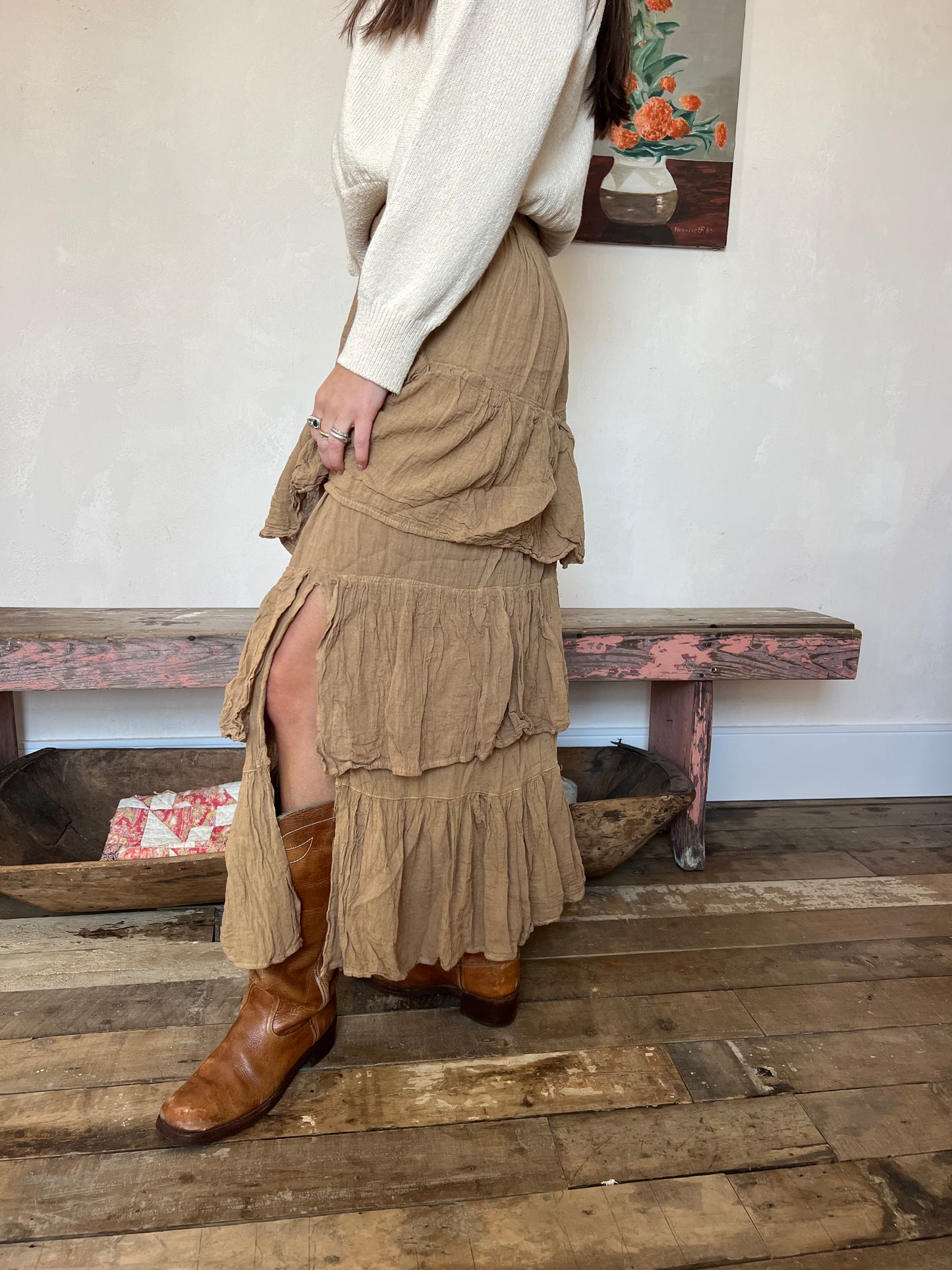 Oaxacan Wheat Ruffle Skirt