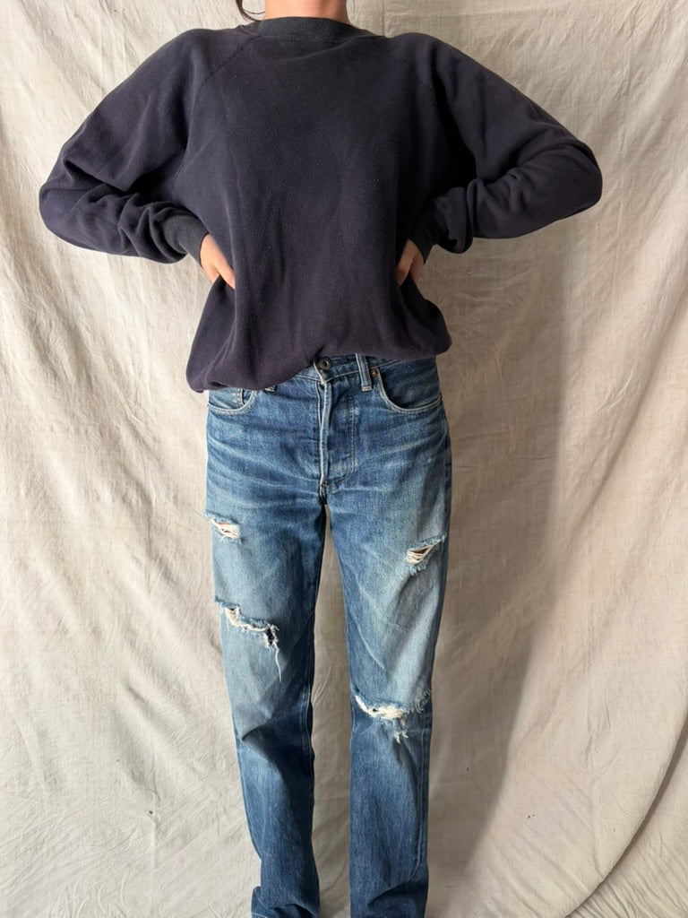 Faded Black + Navy Crewneck