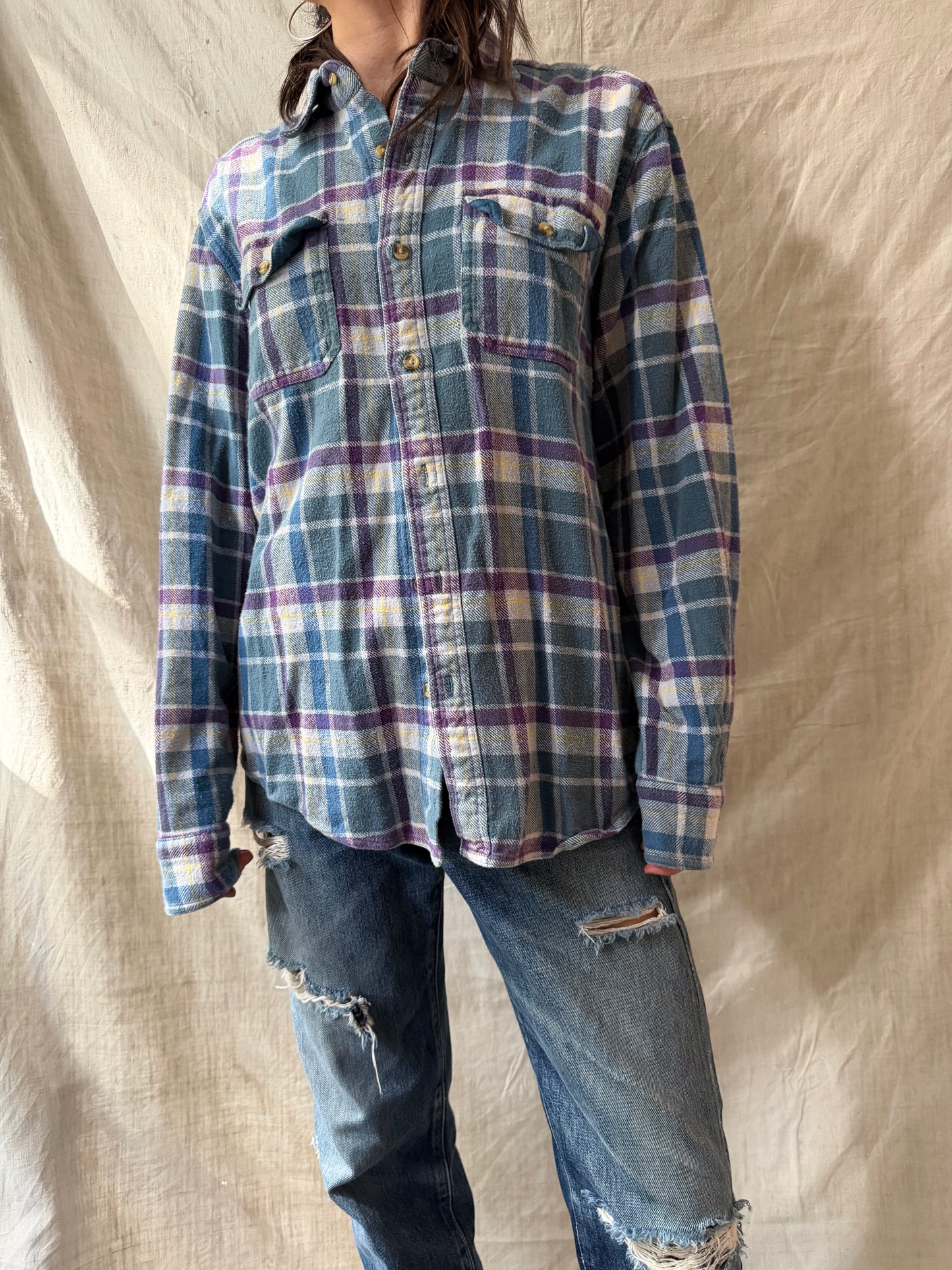Blue + Purple Plaid Flannel