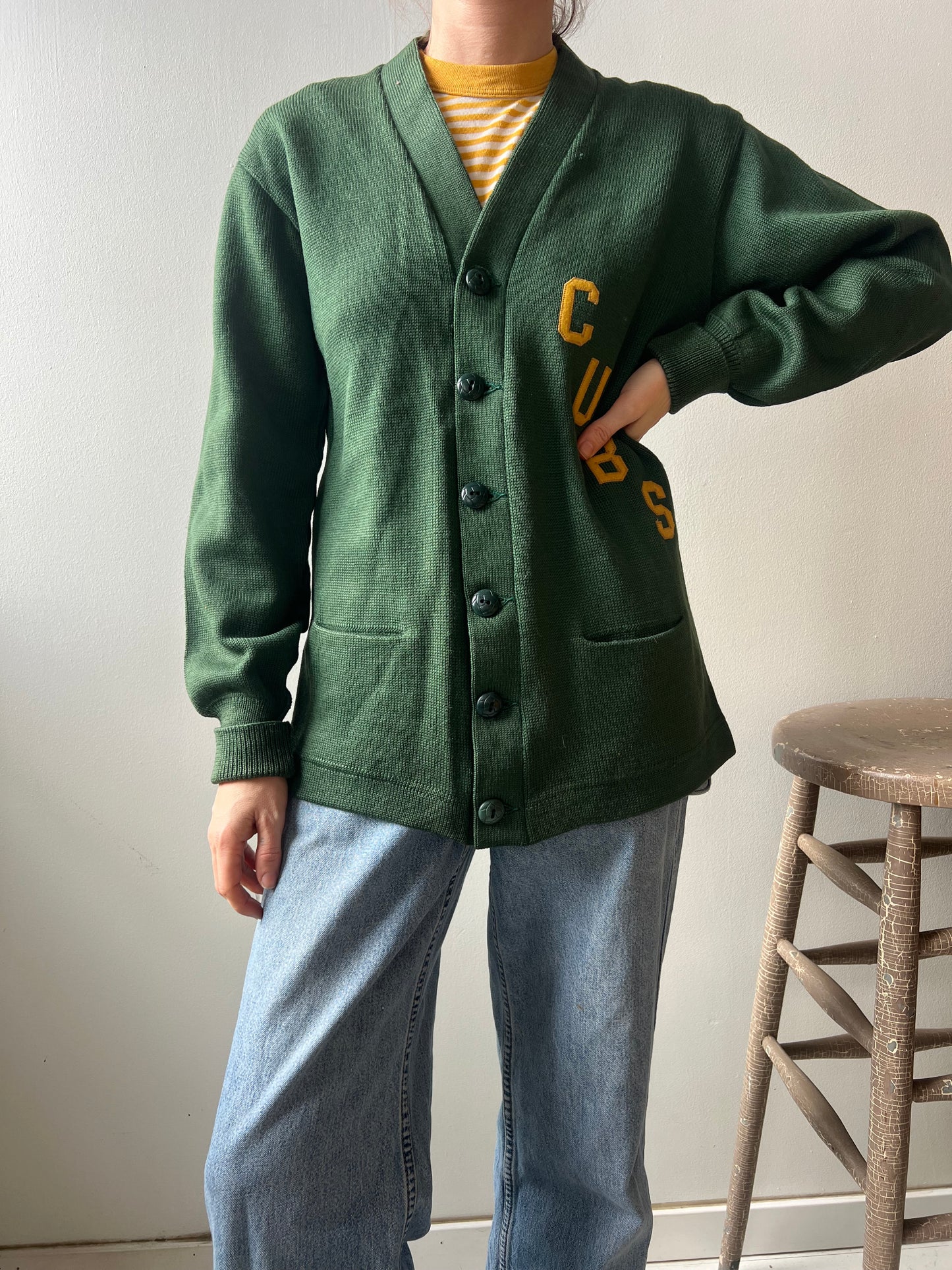 Green Cubs Varsity Cardigan