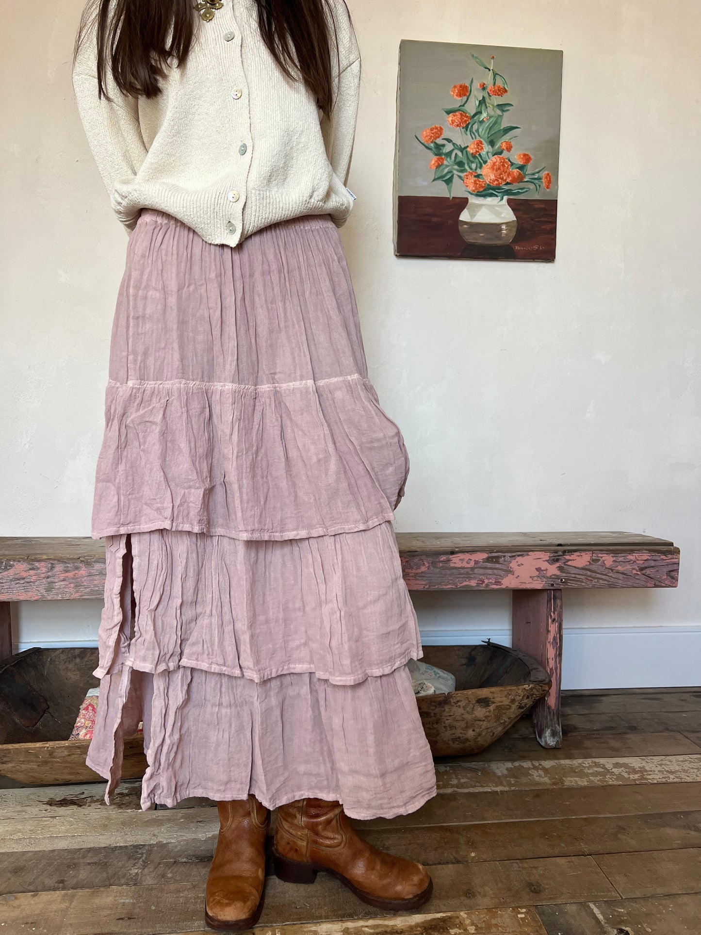 Oaxacan Rose Quartz Ruffle Skirt