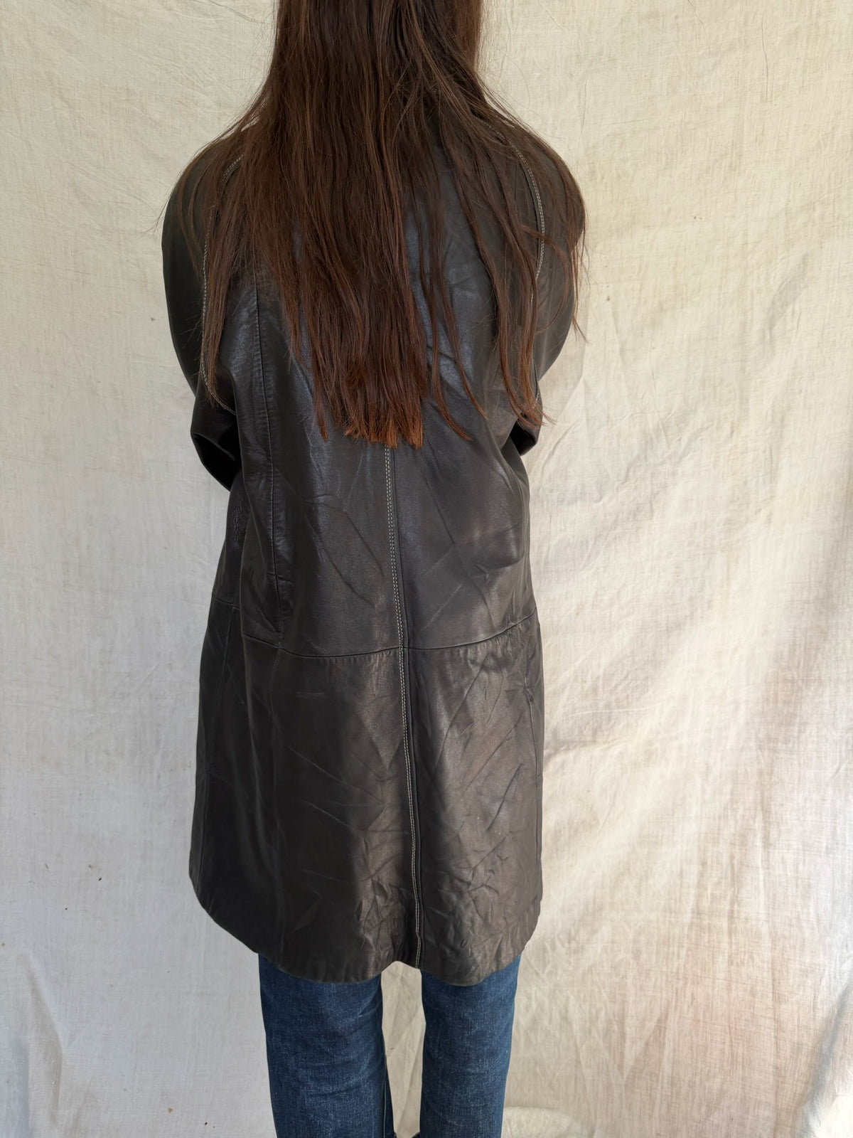 Butter Soft Black Leather Drop Coat