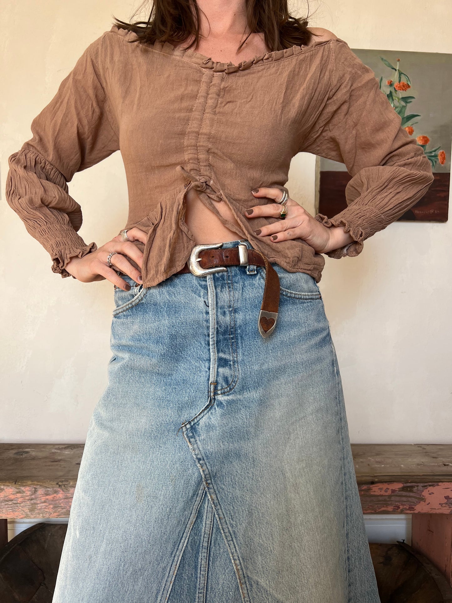Oaxacan Brown Synched Blouse