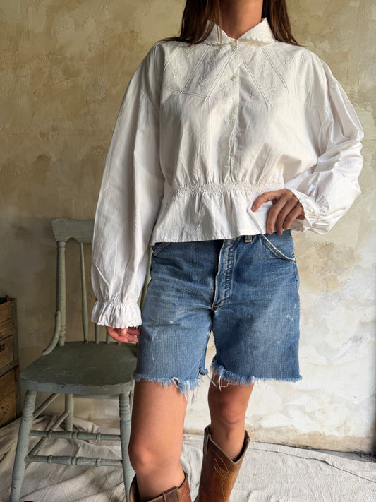 White Antique Cotton Blouse