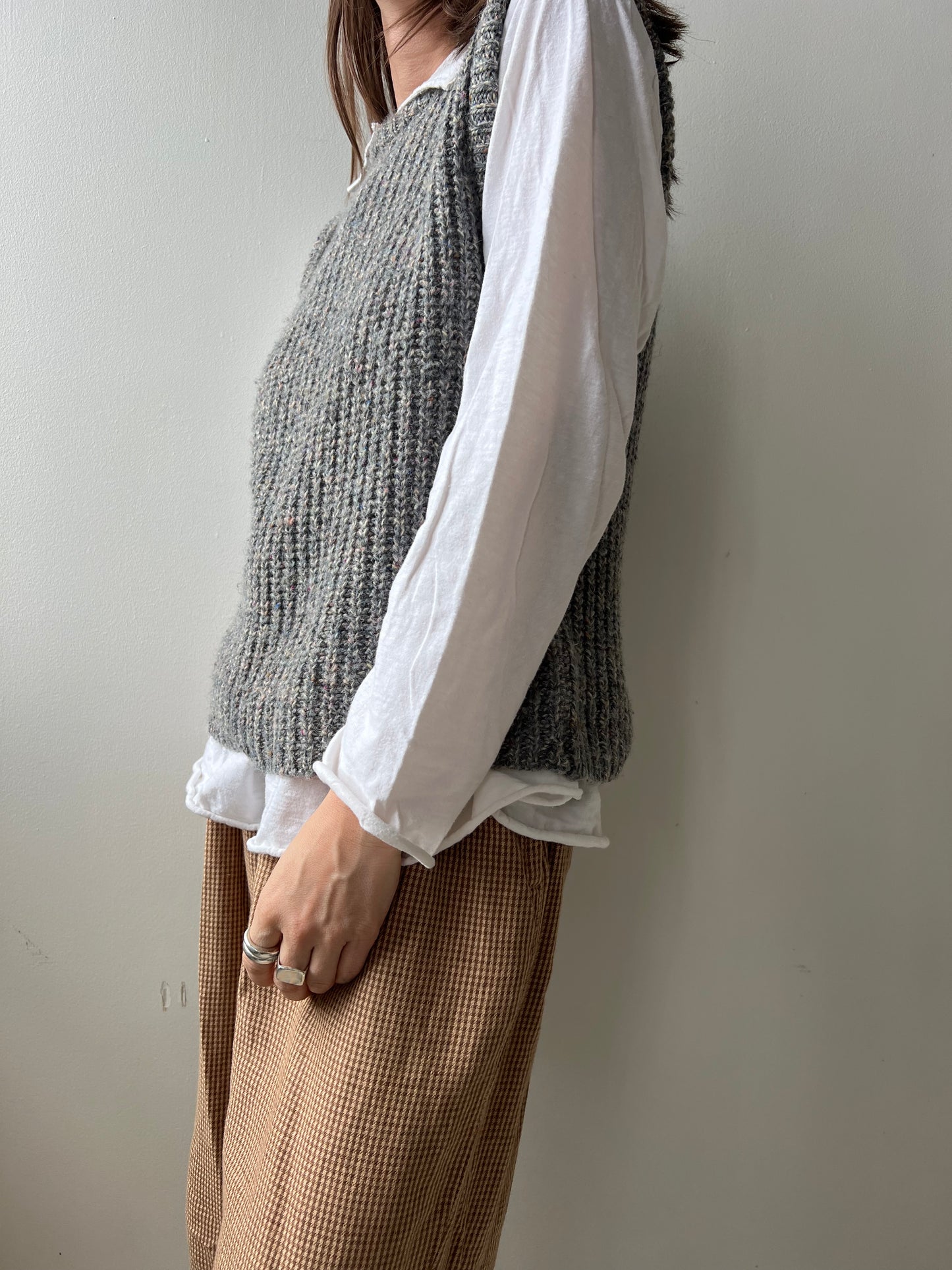 Grey Speckled Knit Vest
