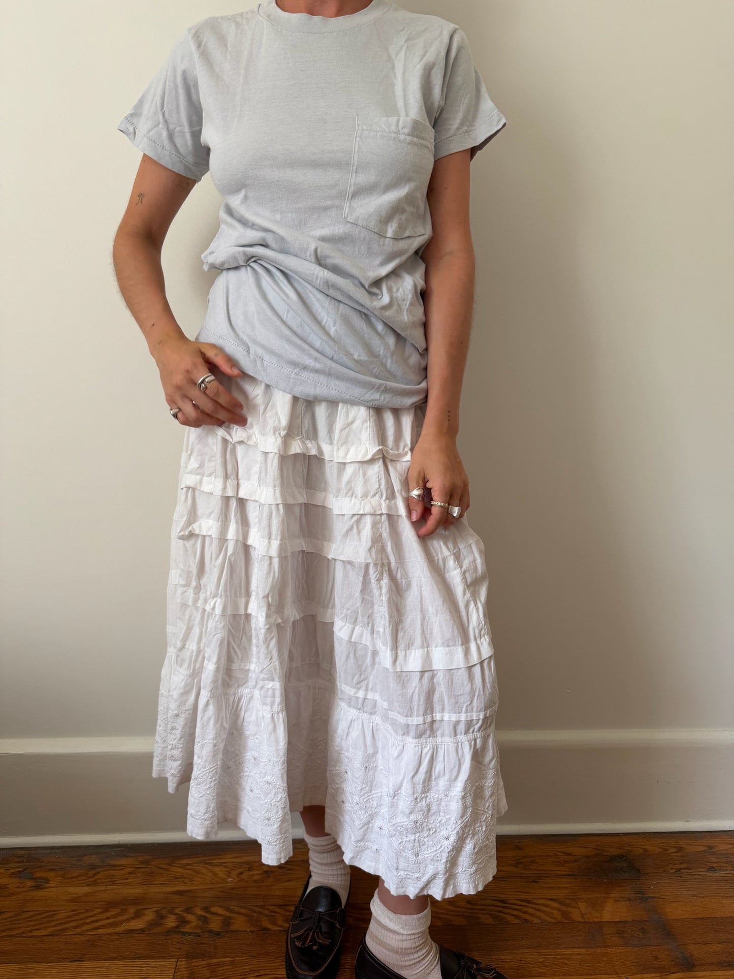 Pale Blue Grey Blank Pocket Tee