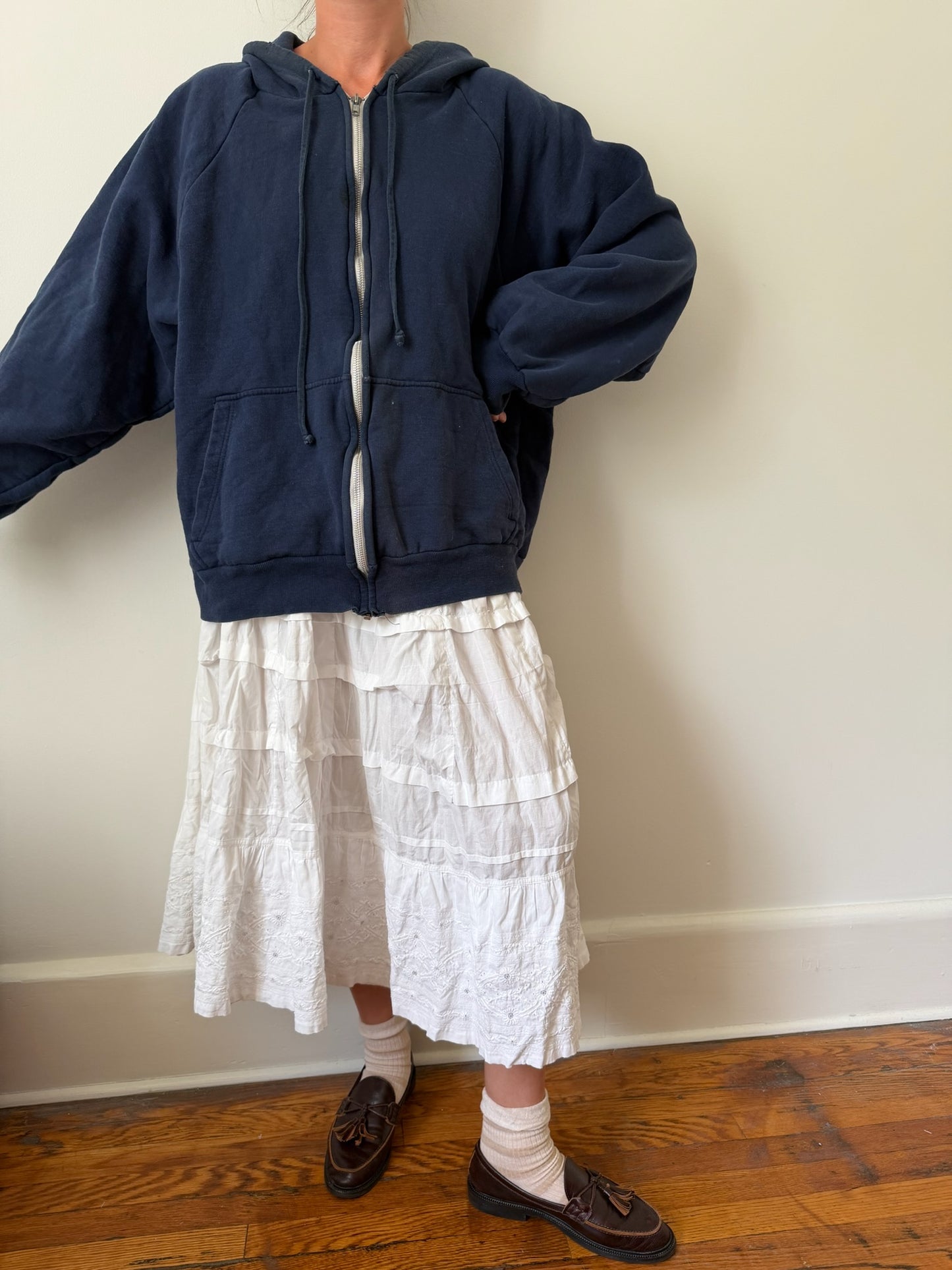Navy Zip-Up Thermal Lined Hoodie