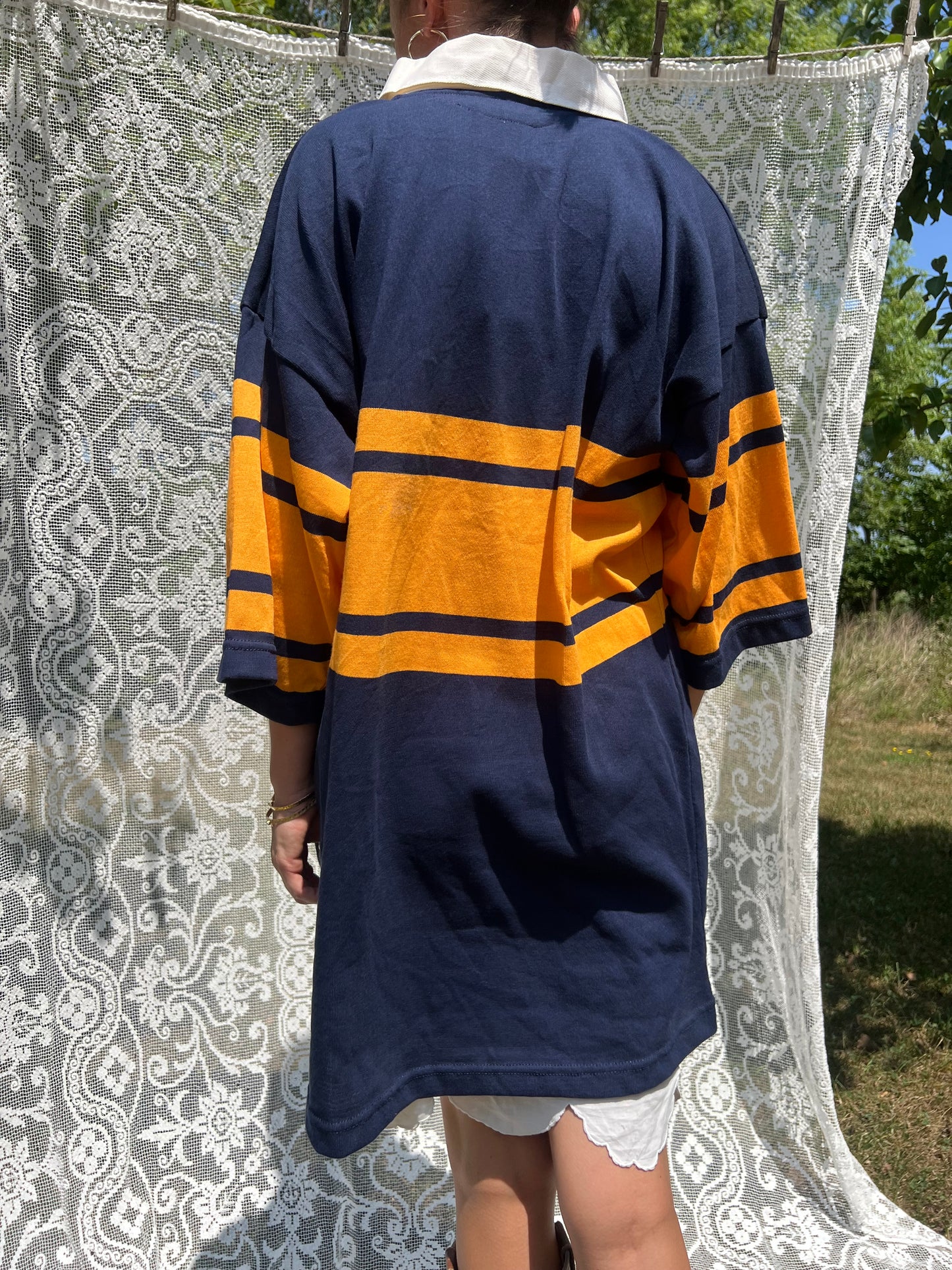 Navy and Yellow Short Sleeve Rugby Shirt