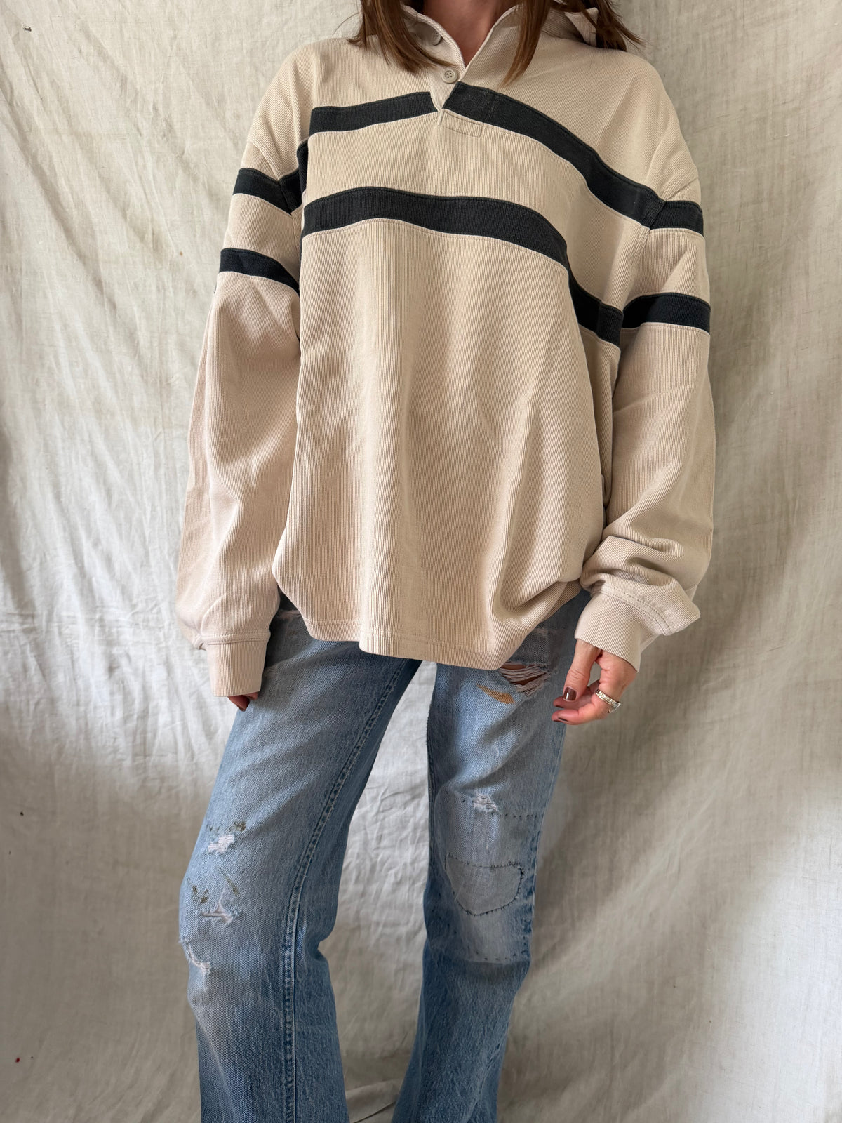 Grey Striped Rugby Shirt