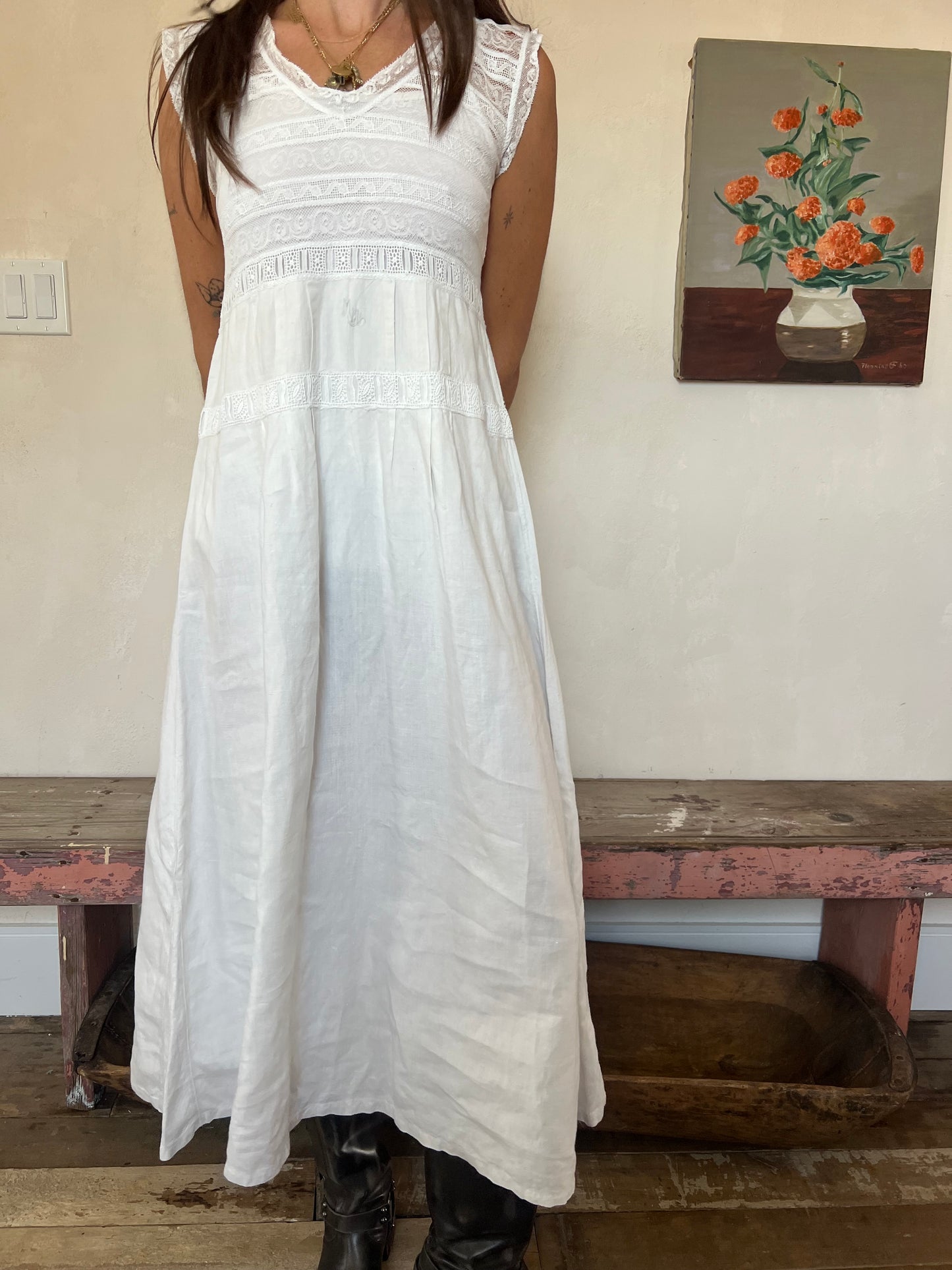 Antique White Lace Dress