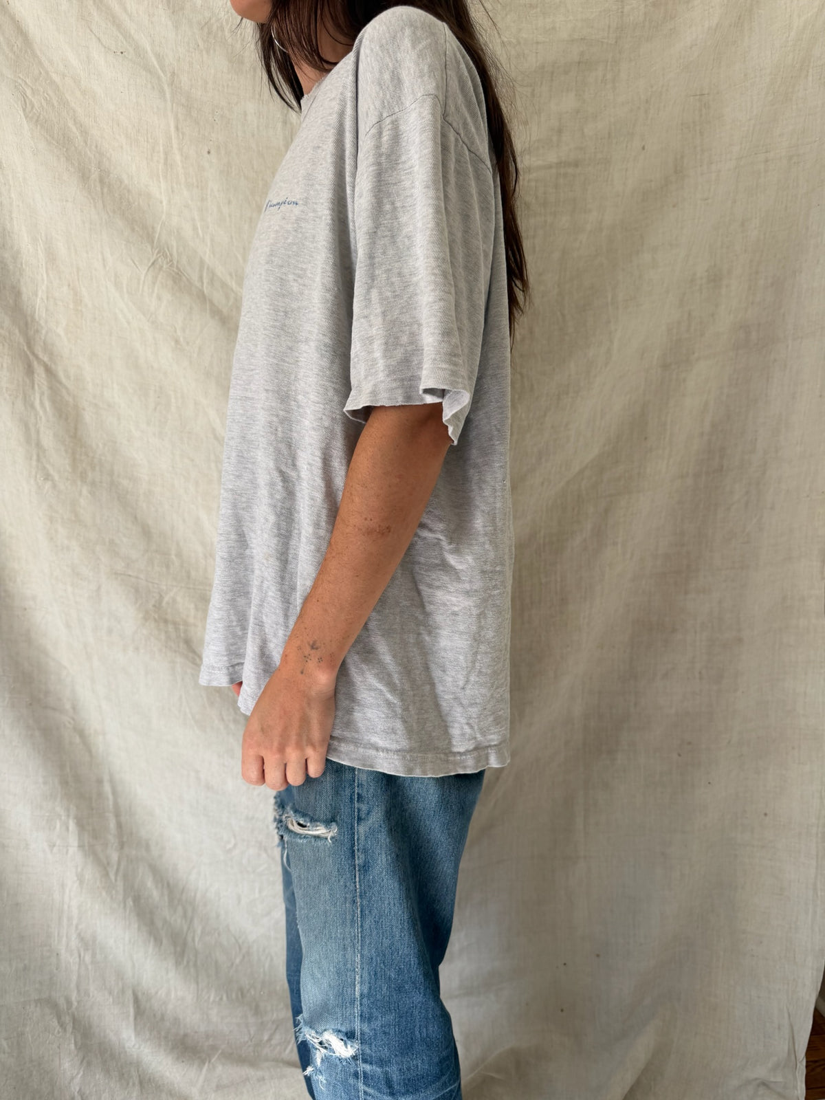 Distressed Champion Grey Tee