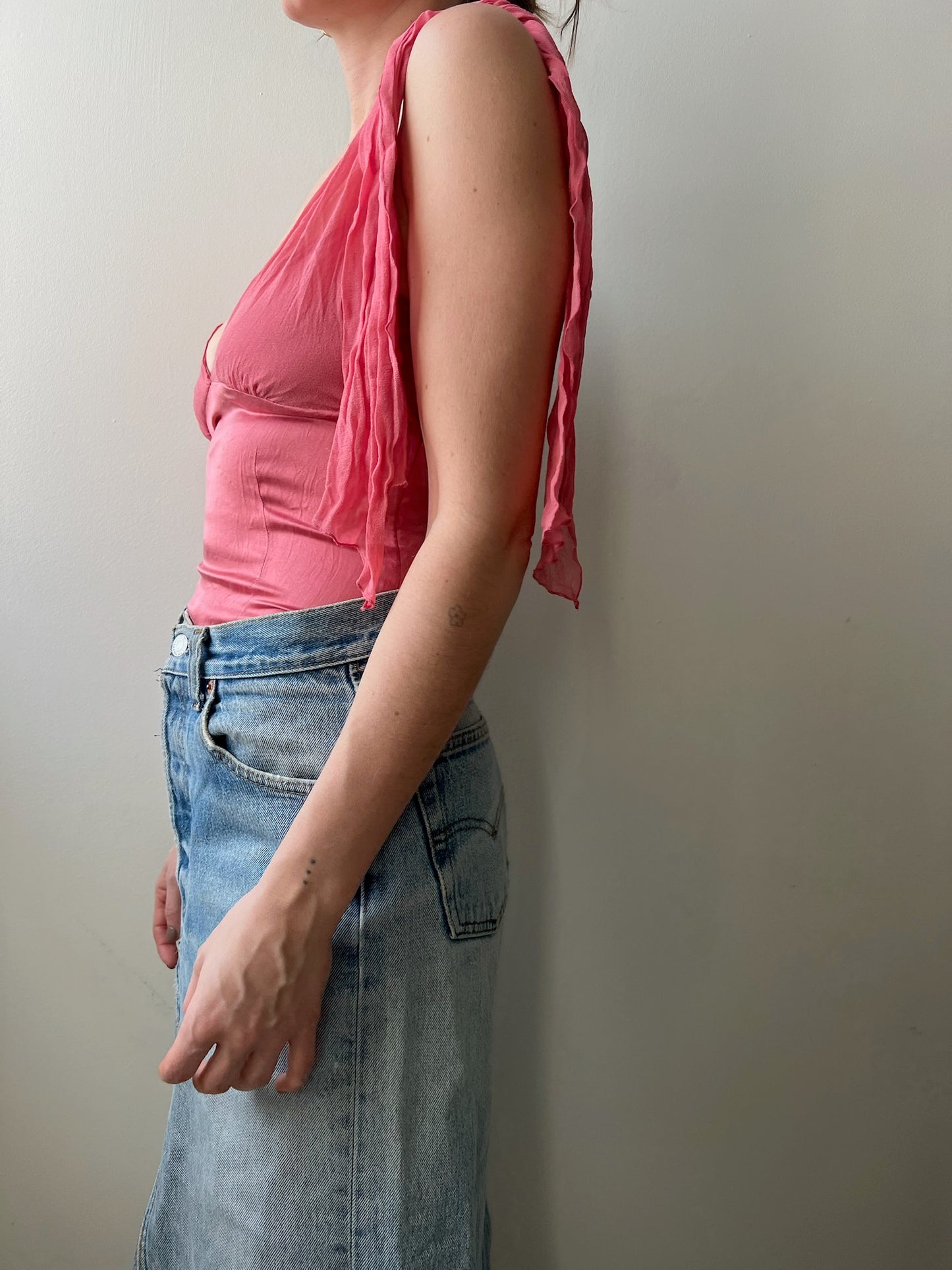 Bebe Flowy Pink Tie-Up Tank