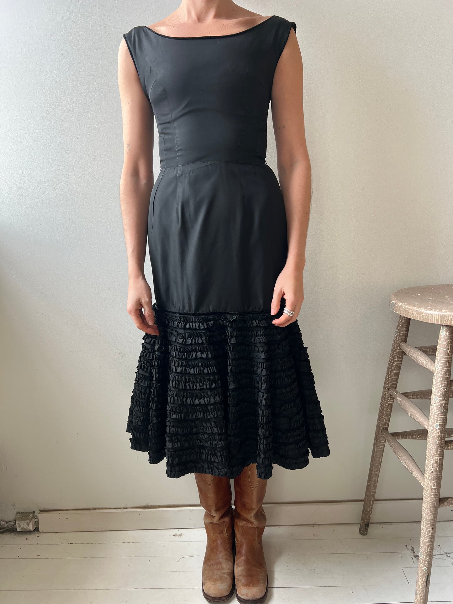 Black Ruffled Skirt Dress