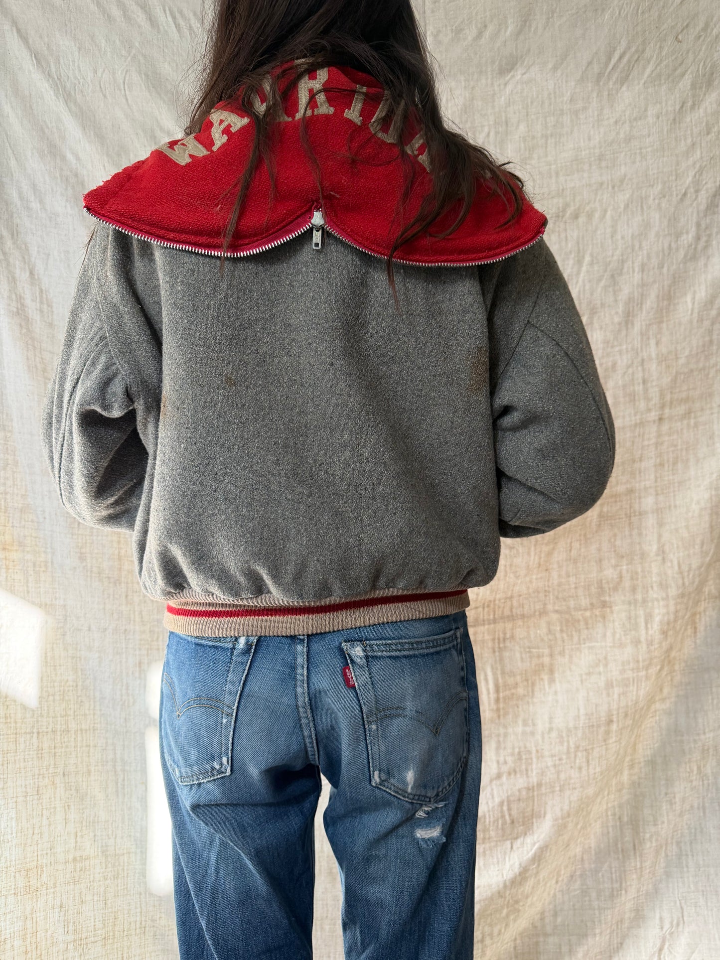 Warriors Grey + Red Cheerleading Jacket