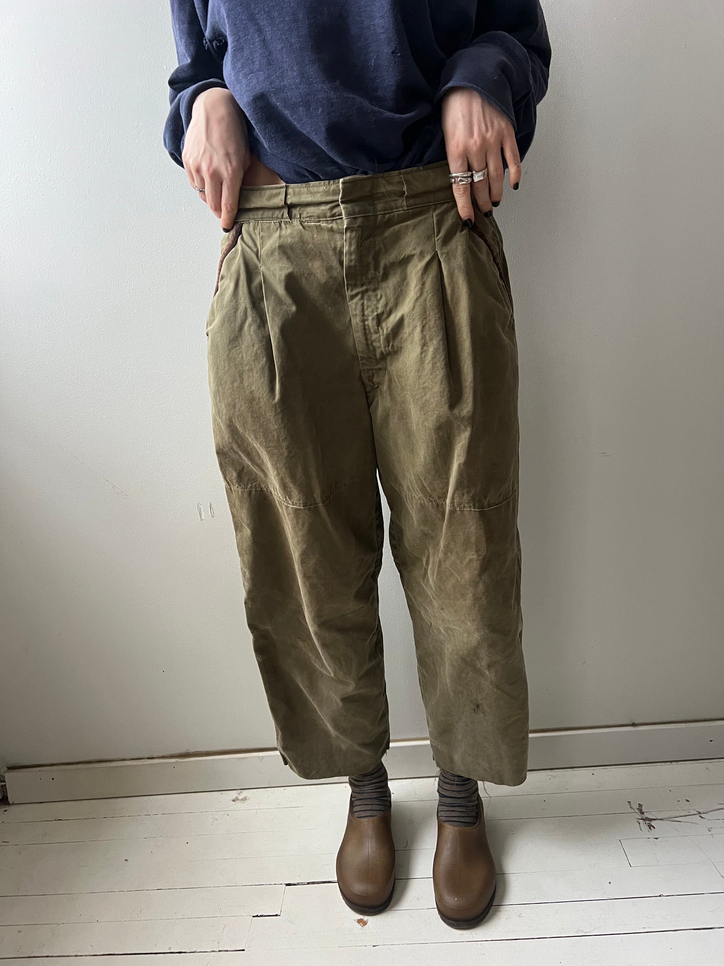 Green Cropped Military Trouser