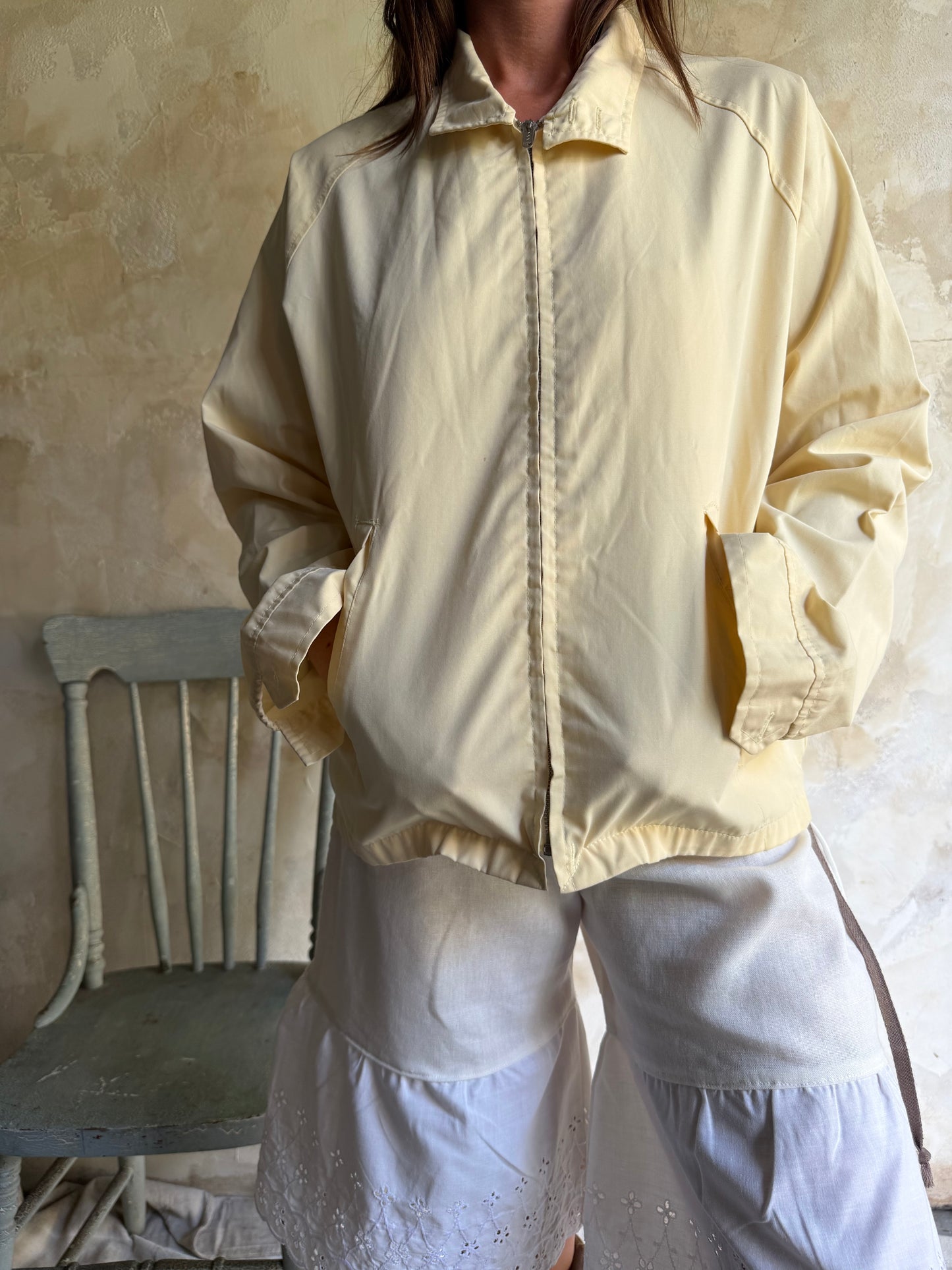 Butter Yellow Zip Up Light Jacket