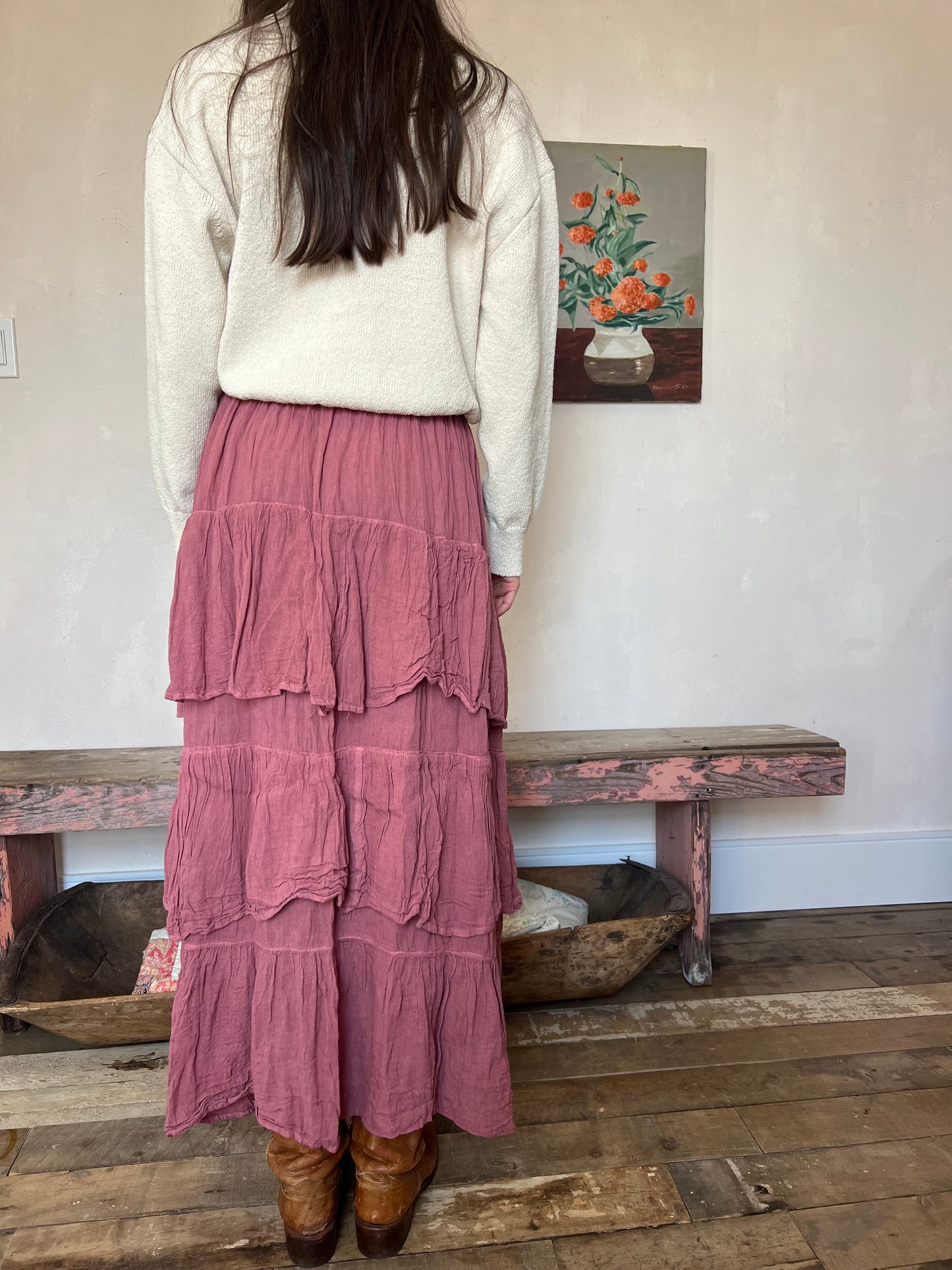 Oaxacan Raspberry Ruffle Skirt