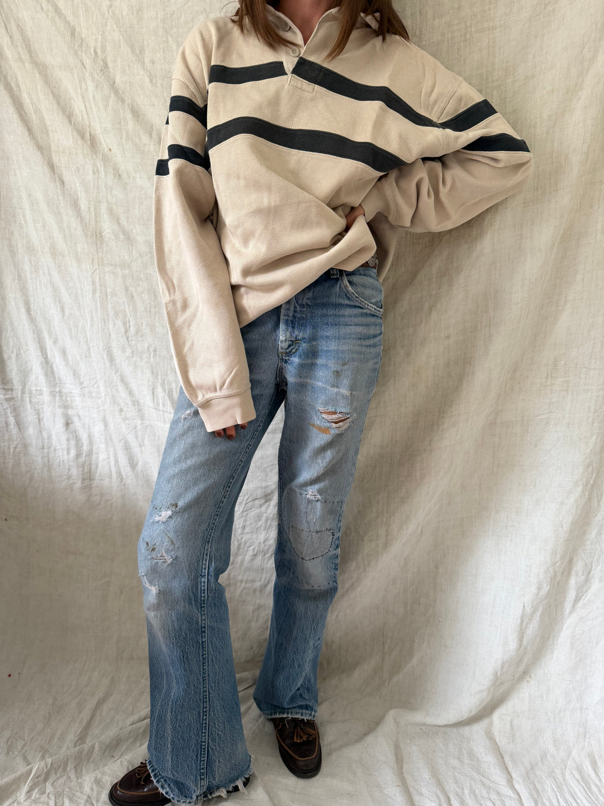 Grey Striped Rugby Shirt