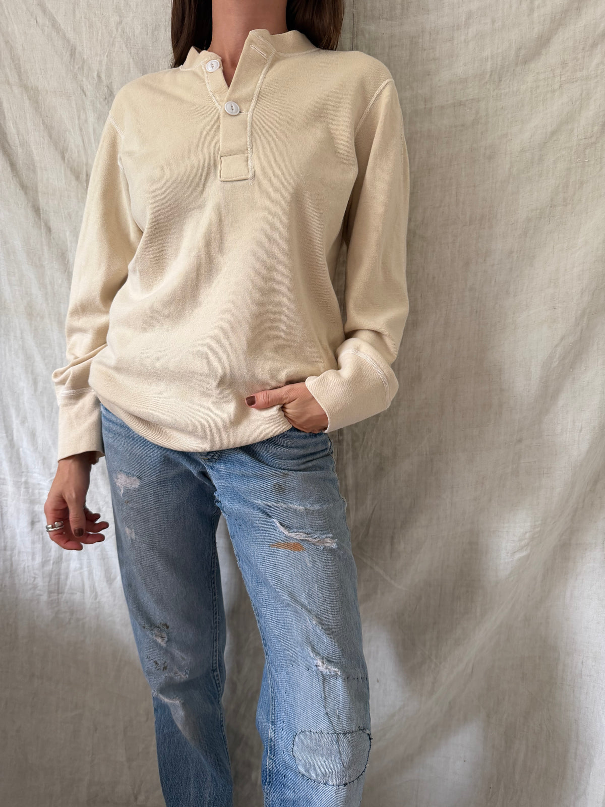 Cream Military Henley