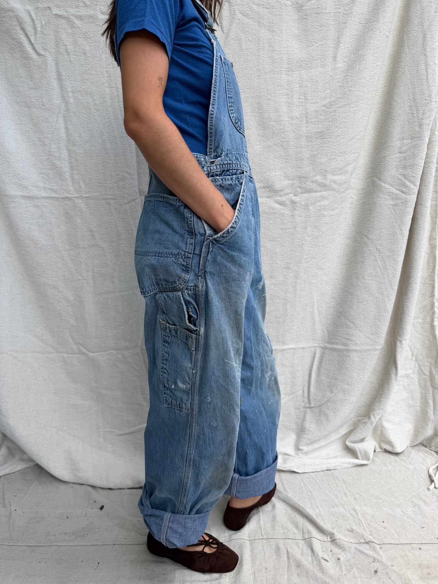 70s Lee Mended + Distressed Painters Overalls