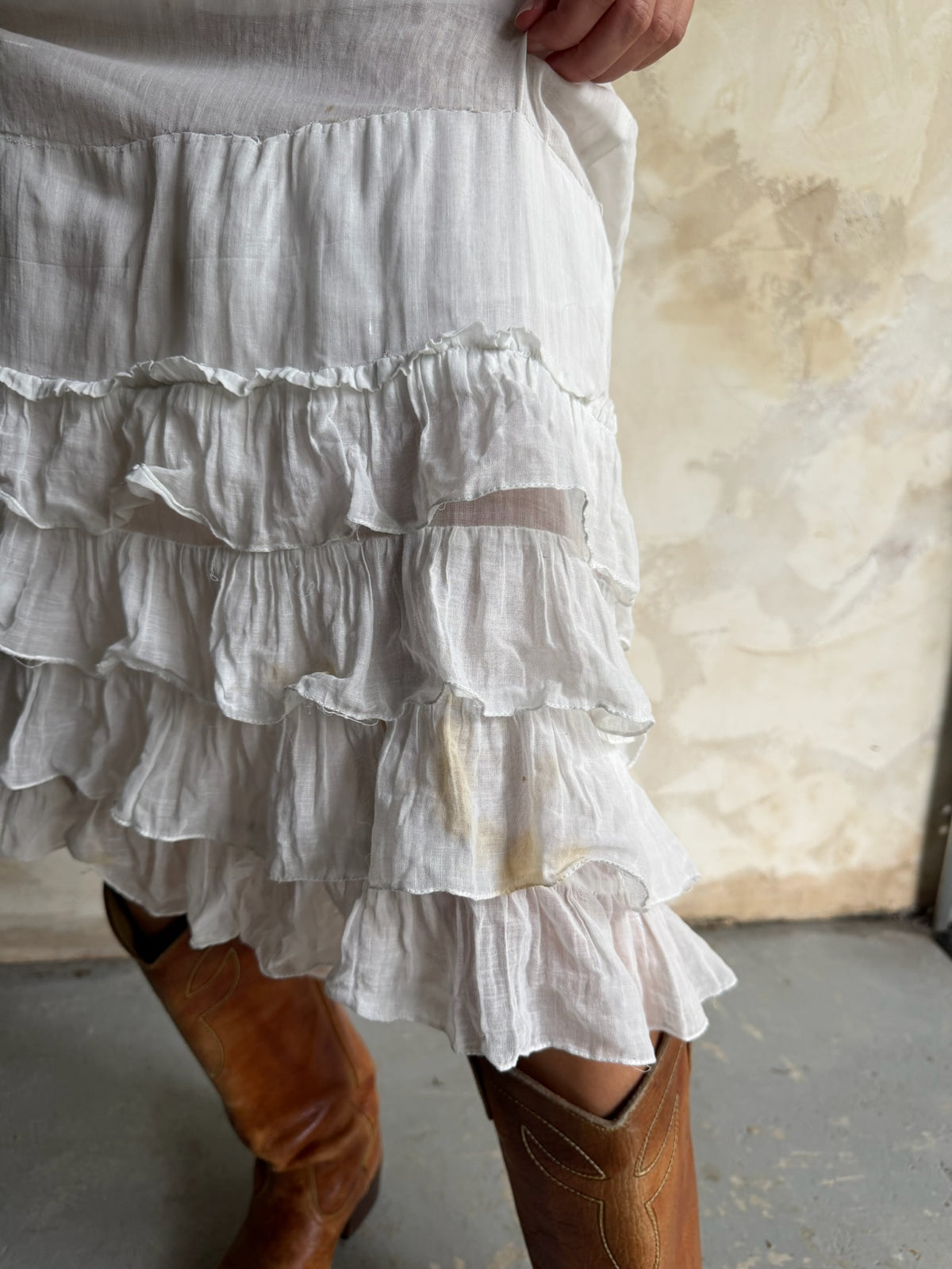 Edwardian White Ruffle Tea Dress