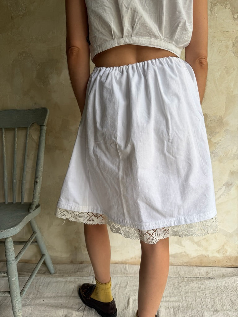 Reworked Cotton Skirt with Crochet Trim