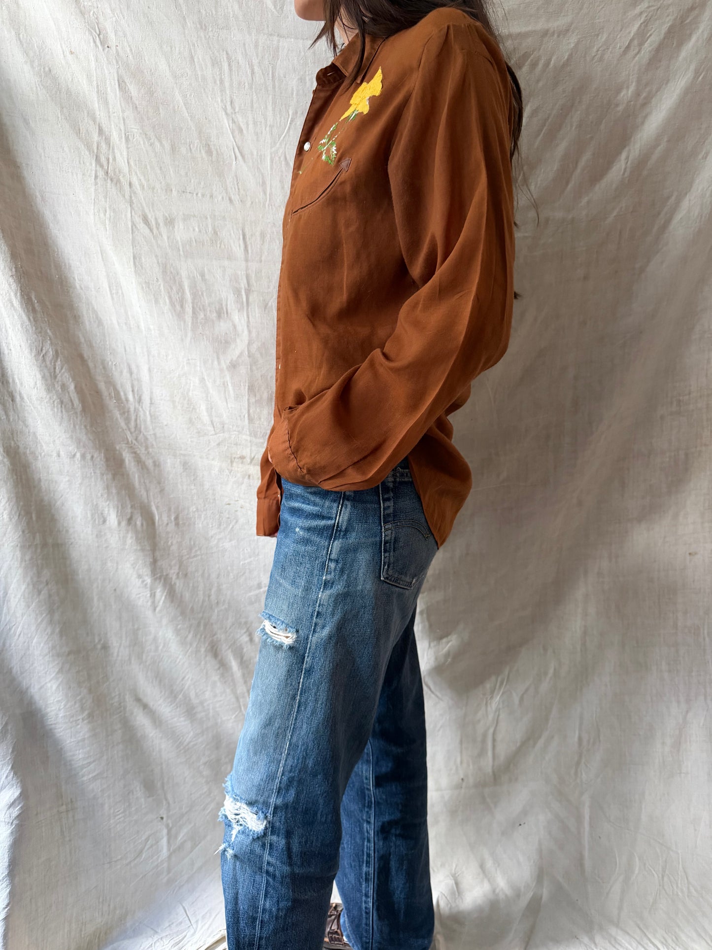 70s Floral Western Button-Up