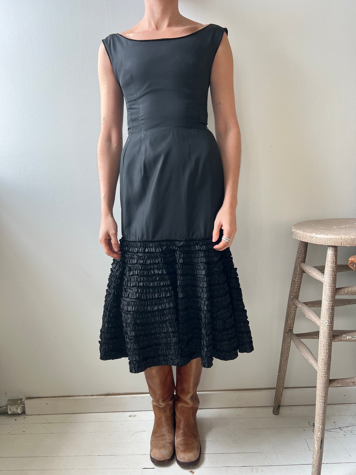 Black Ruffled Skirt Dress