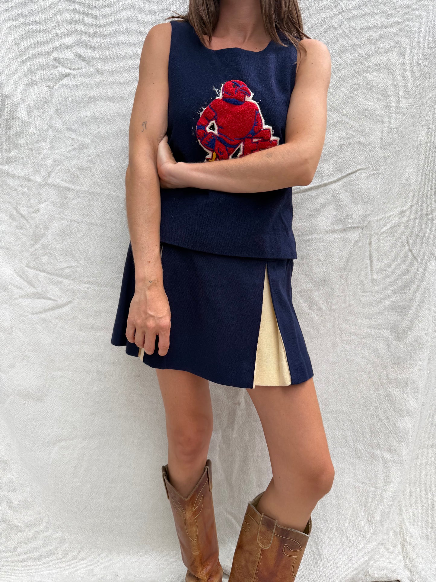 50s Navy Wool Cheerleading Set