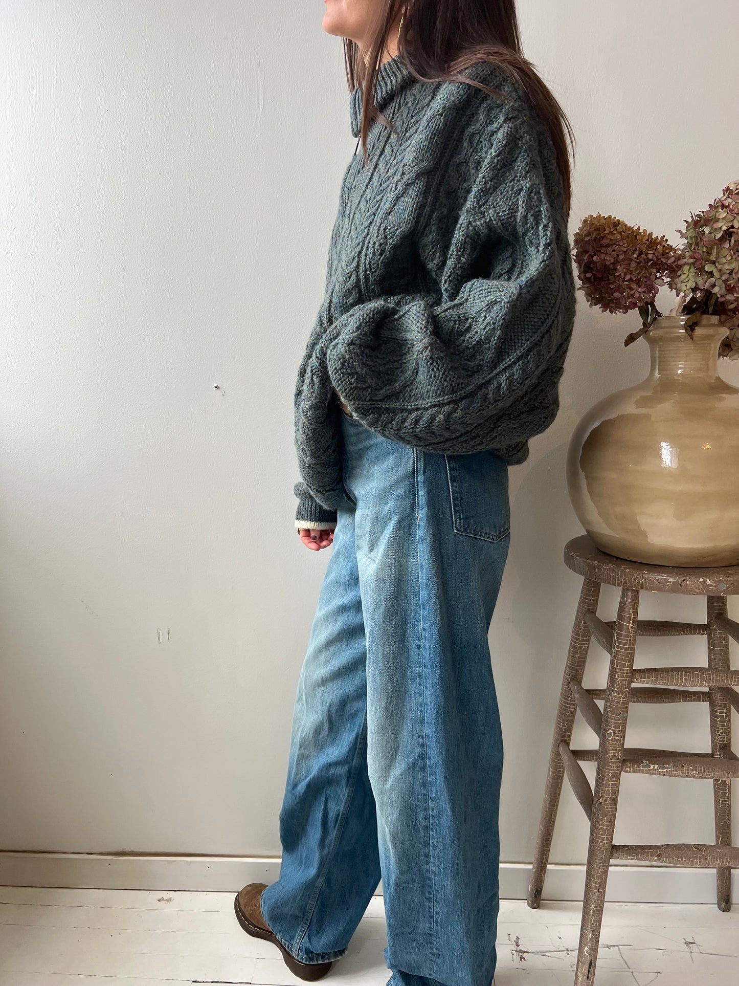 Green Speckled Wool Turtleneck