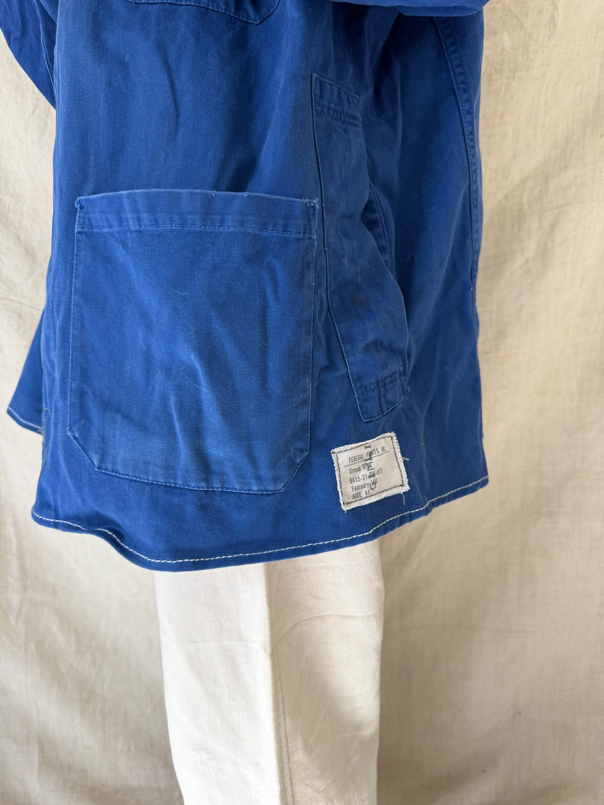 60s French Blue Cropped Chore Jacket 01