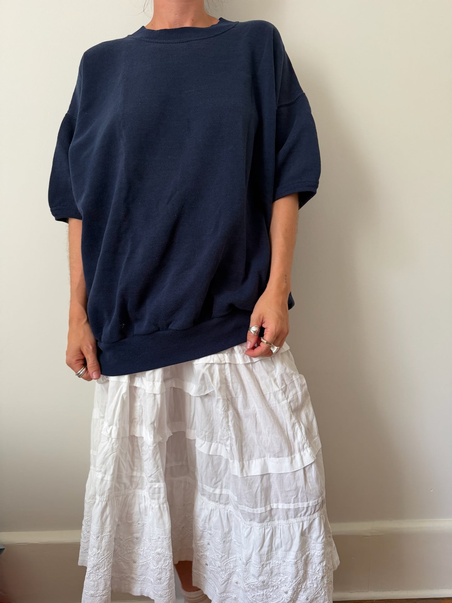 Navy Blue Short-Sleeve Crewneck