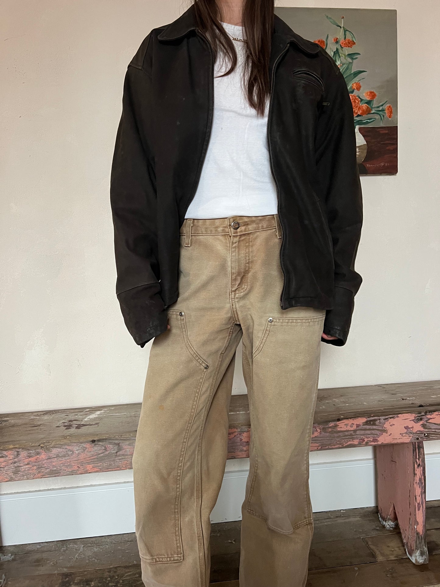 Dark Brown Faded Leather Jacket