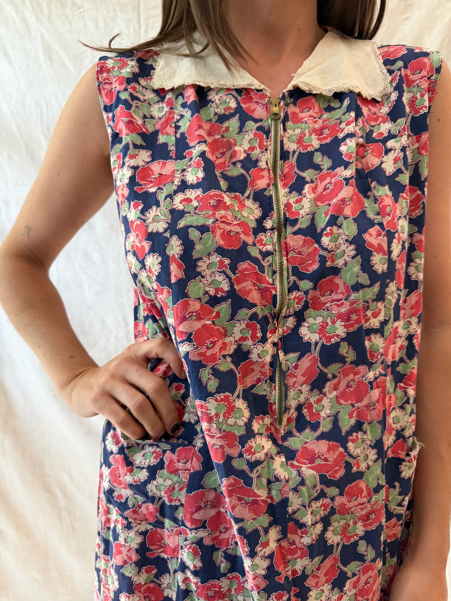1940s Floral Feedsack Dress