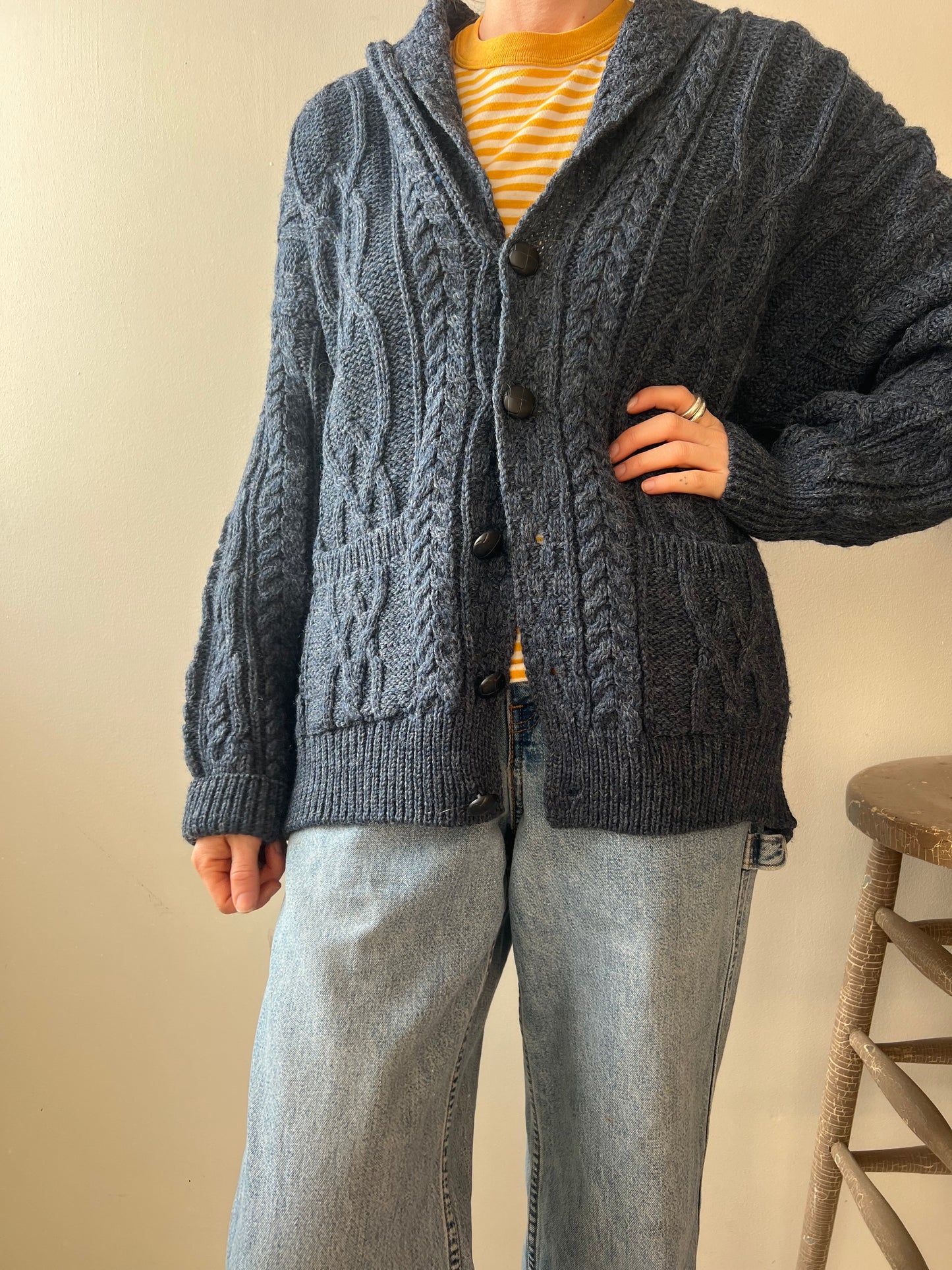 Navy Irish Wool Cardigan