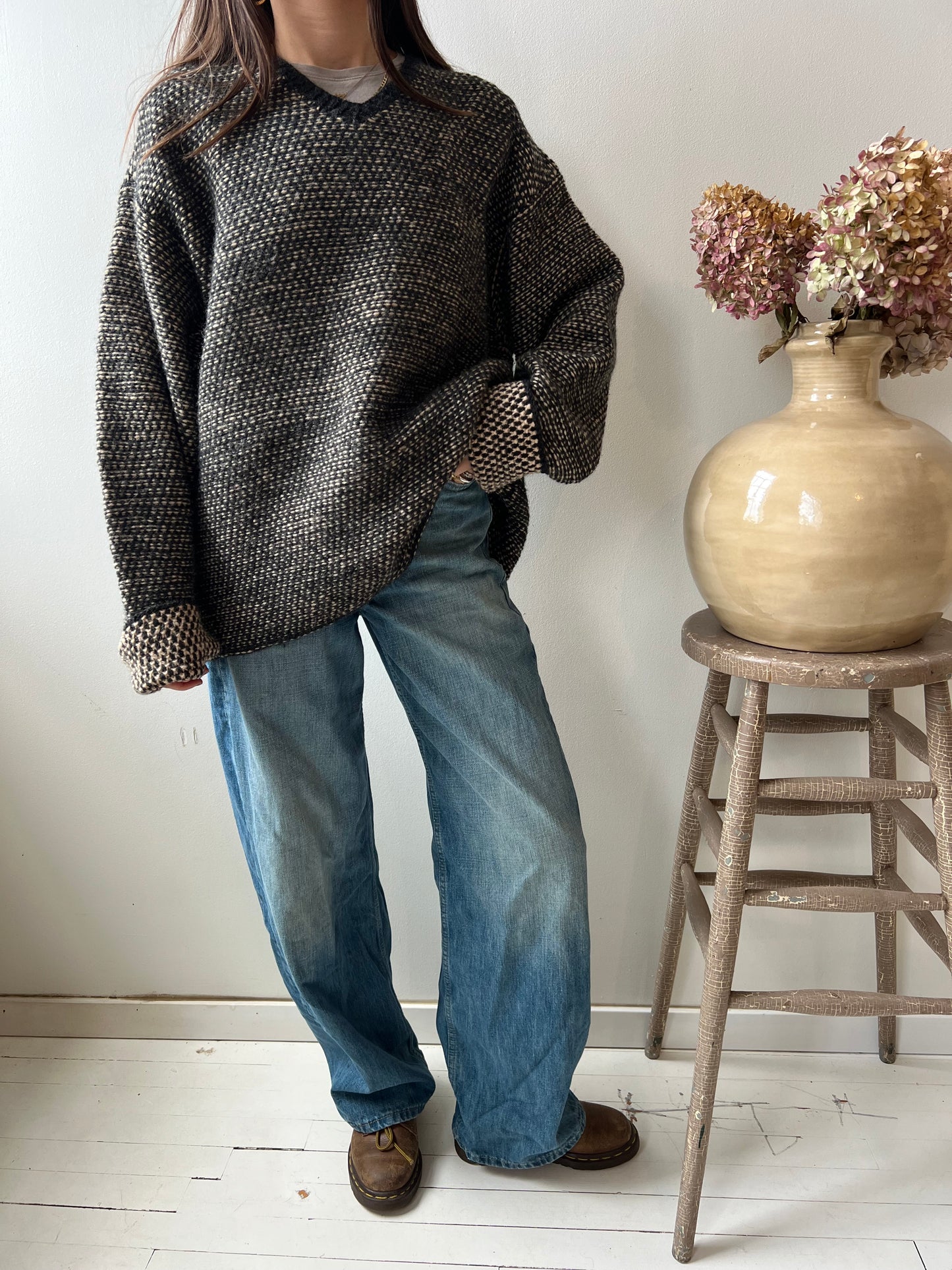 Textured Tan + Grey Sweater