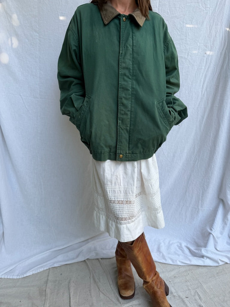 Emerald Green Cotton Bomber Jacket