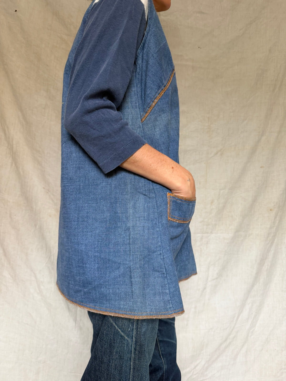70s Denim Long Vest