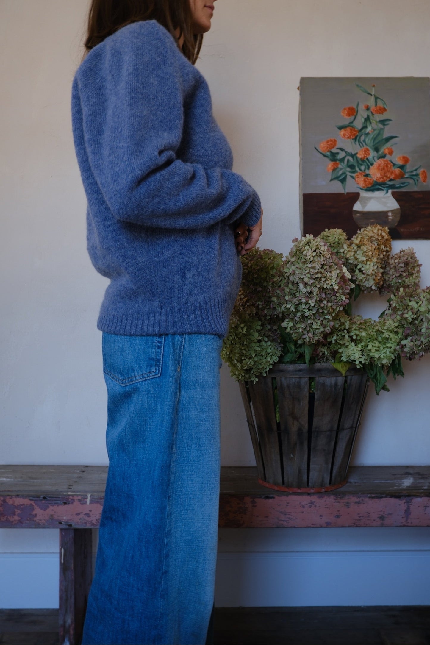 Sky Blue Wool V-Neck Sweater